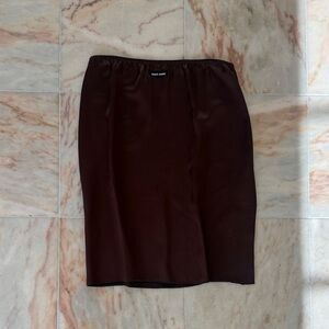 Miu Miu knee length brown satin skirt
